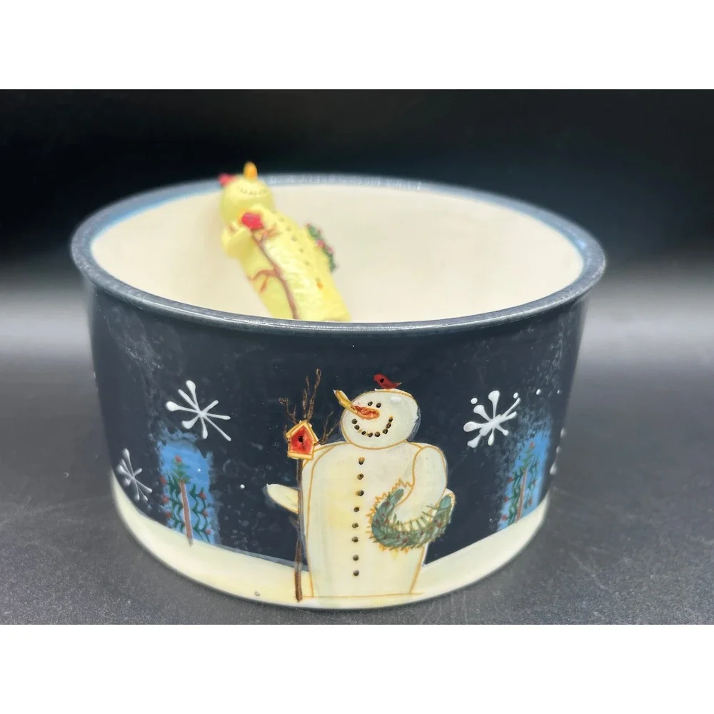 Certified International Mary Beth Baxter Snowman Dip‎ Bowl and Spreader Set Blue